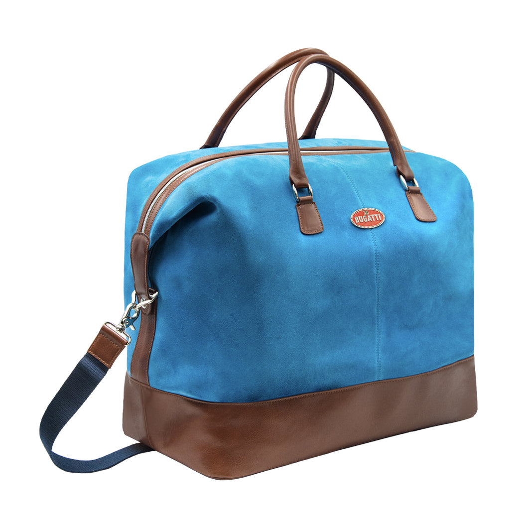Weekend Race Bag Light Blue Suede and Leather | Bugatti Heritage