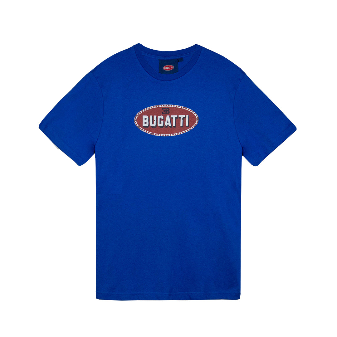 T-shirt Blue with vintage Bugatti Heritage – Store Merchandising Official Bugatti | logo